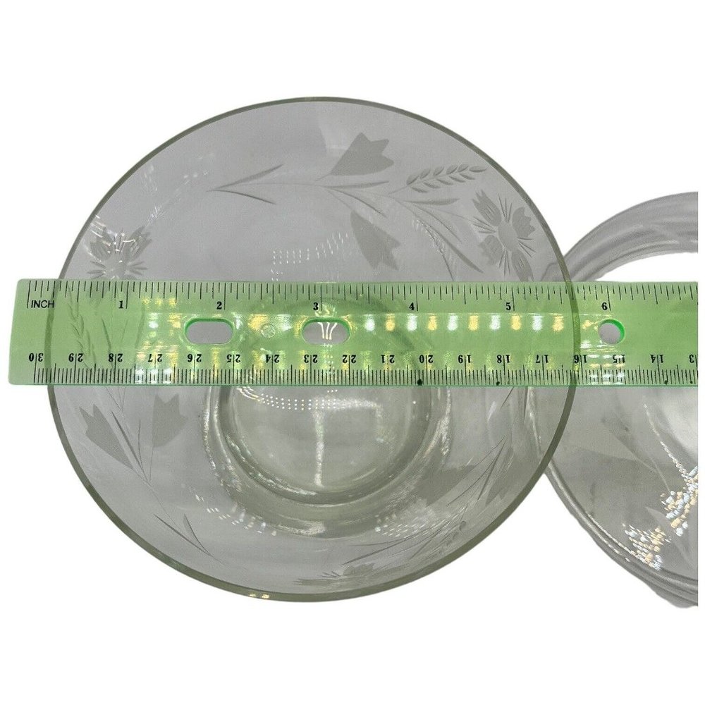 Vintage Engraved Floral Crystal Candy Dish with Lid Clear Glass READ - Picture 6 of 14